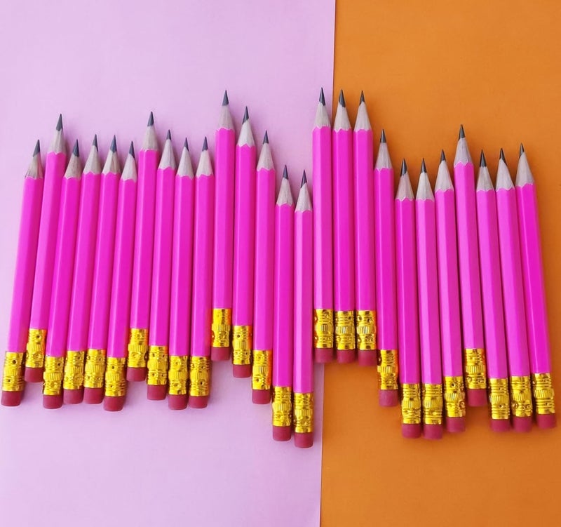 Adhere 25pcs Golf Pencils with Eraser Pre sharpened Hexagon half Wooden Pencils Graphite 2B for Golf Event Scoring,Classroom,Wedding,Company Meetings,Pew, Pocket (Rose Red) - Image 5